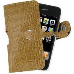 Leather Horizontal Pouch Type Case - Crocodile Pattern (Brown)