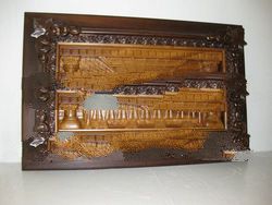 Last Supper Teakwood Carving Inlay Relief