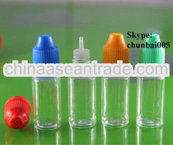 drops e-cig liquid bottles plastic container with long thin tip SGS and TUV