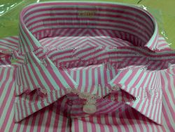 Men shirt - Pink - White Stripes 100% cotton