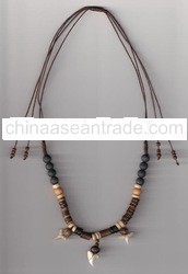 Adjustable Necklace w. Wood Bead