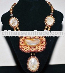 Cabochon Necklace Gold Color