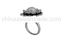 Pearl Ring ,Designer Ring , Silver Ring , Rose Flower Ring , Ring , Bali Jewelry