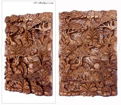 Wood relief panel, 'jungle'