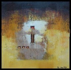 Abstract with yellow grad brown painting