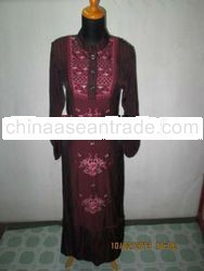 Gamis Denim Embroidery Combination