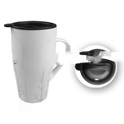 Single wall porcelain mug with plastic lid