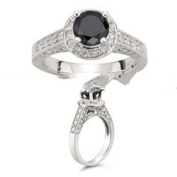 Black Diamond Ring in 14K White Gold
