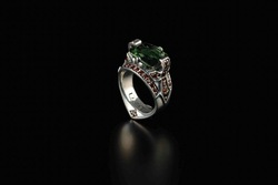 925 Sterling Silver Gemstone Ring Peridot Ruby