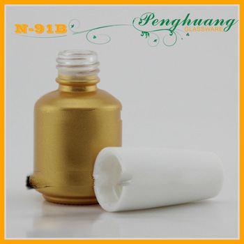 empty round glass gel nail bottles gold