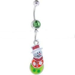 Holiday TRIPPY SNOWMAN Dangle Belly Ring