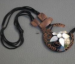 MOP And Cinnamon Inlayed On Resin Necklace