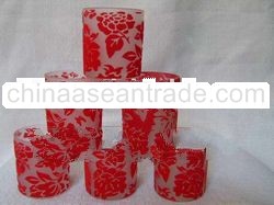 red flcoked candle stand