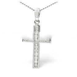 Cross pedant 18K white gold and diamond F IF 3EX GIA