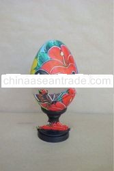 Wooden Duck Egg With "Butterfly"