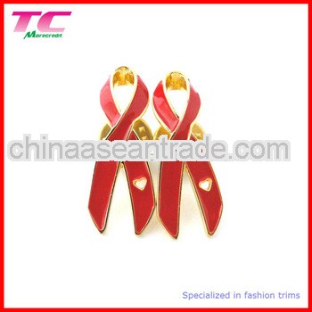 existing mould red ribbon lapel pin with soft enamel