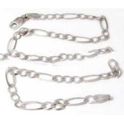 14k Heavy WG Figaro Ankle Bracelet