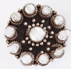 Brooch Silver Balinese With Pearl And Cz