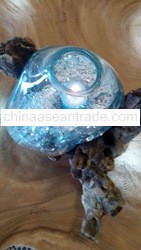 Glass Candle Holder on Wood