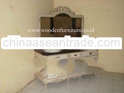 Antique Vanity With Sink French Style Bath Room Furniture Classic Wastafel With Mirror European Home