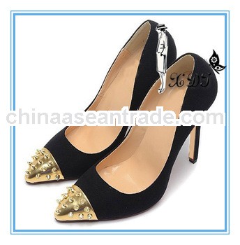 fashion 2013 women shoes  wholesale! Sexy gold spikes black suede shoes women made in 