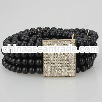 fashion black handmade pearl beaded belt