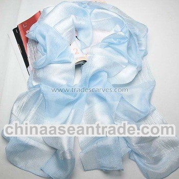 fashion blue jacquard silk women long shawl