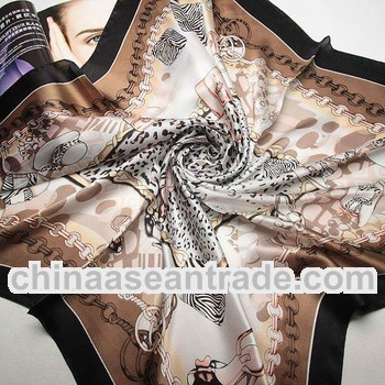 fashion designer satin square silk women scarves