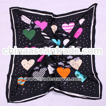 fashion heart print twill silk muslim fashion scarf