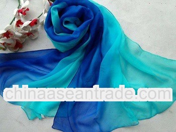 fashion long blue chiffon designer silk scarf for women
