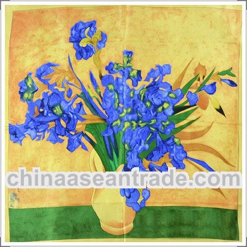 fashion square hand painted silk scarf
