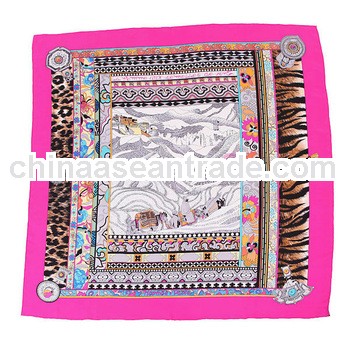 fashion women red silk square hijab