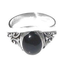 Bali Design Sterling Silver Ring with Black Onyx
