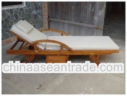 Teakwood Beach Lounger with Trays and Cushion, Shipped Directly from Manufacturer