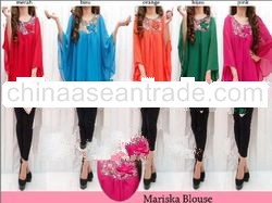 Floral Flowers Embellished Muslim Blouse with inner/1 set/5pcs/5color