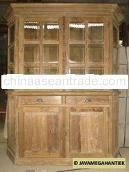 Antique Display Cabinet 2 Drawers - Teak Cabinet