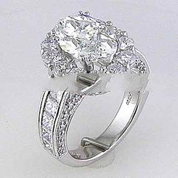 6. 44 Ct Oval Diamond Antique Engagement Ring Platinum