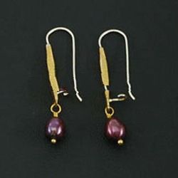 Brass Earrings with Pearls
