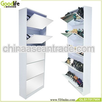 floor-standing wooden shoecase with mirror door