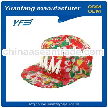 floral flat brim custom snapback baseball hats