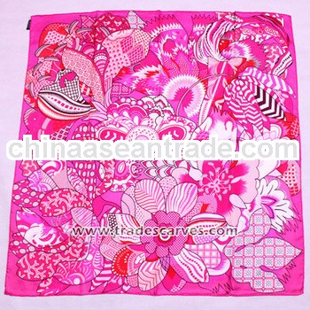 floral print fashion silk square head scarves