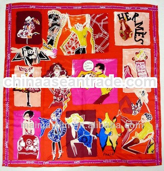 floral print women square silk fashion under scarf