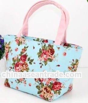 flower printing foldable canvas clutch handbag