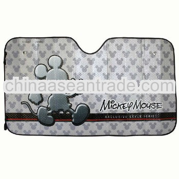 folded air bubble front car sun shade with silk screen printing