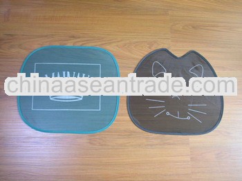 folded polyester mesh side car sun shade with silk screen printing