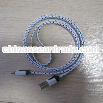 for iphone 5 noodle cable with fabric nylon cloth(OEM/ODM)