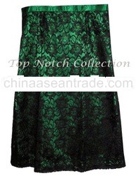 Lace on Bold Color Satin Skirt