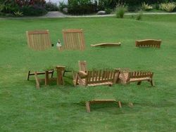Teak Garden Furniture: Teak Rectangular Table with 5-positions Folding Chair