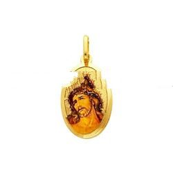 14K Yellow Gold Religious Jesus Enamel Picture Charm Pendant