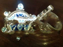 RFMN0074 - Sterling Silver Ring with Light Blue Ceramics Bees